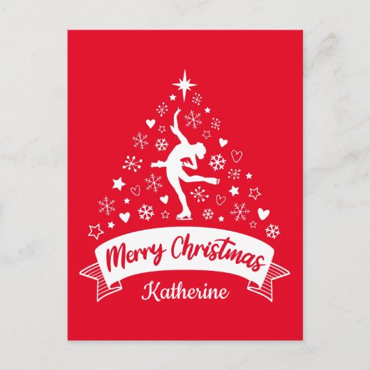 メリークリスマス姿スケートで滑るはがき ポストカード (正面)