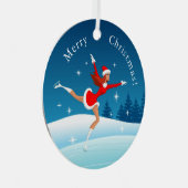 メリークリスマス姿スケートで滑るガールオーナメント メタルオーナメント (正面右)