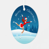 メリークリスマス姿スケートで滑るガールオーナメント メタルオーナメント (正面左)