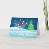 メリークリスマス姿スケートで滑るガールホリデーカード カード (正面)