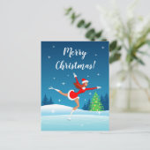 メリークリスマス姿スケートで滑るガール シーズンポストカード (スタンド正面)