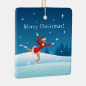 メリークリスマス姿スケートで滑るサンタガールオーナメント セラミックオーナメント (右)