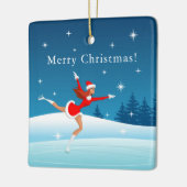 メリークリスマス姿スケートで滑るサンタガールオーナメント セラミックオーナメント (左)
