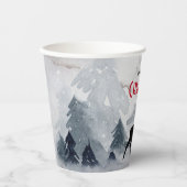 メリークリスマス威厳のある鹿の水彩画 紙コップ (正面)