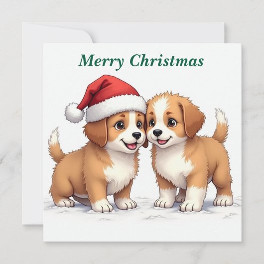 メリークリスマス子犬のホリデーカード (正面)