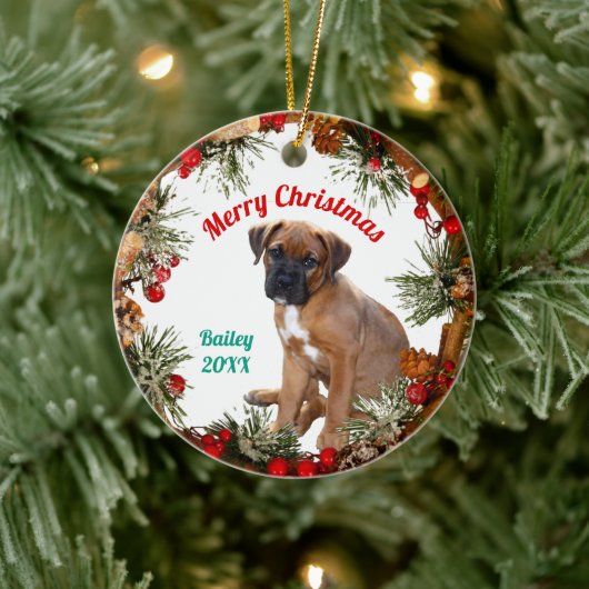 メリークリスマス子犬パーソナル セラミックオーナメント (ツリー)