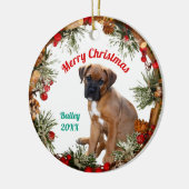 メリークリスマス子犬パーソナル セラミックオーナメント (左)