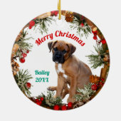 メリークリスマス子犬パーソナル セラミックオーナメント (裏面)