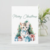 メリークリスマス子猫のホリデーグリーティングカード シーズンカード (スタンド正面)