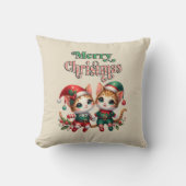 メリークリスマス子猫小妖精や小人 クッション (正面)