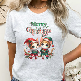 メリークリスマス子猫小妖精や小人 Tシャツ