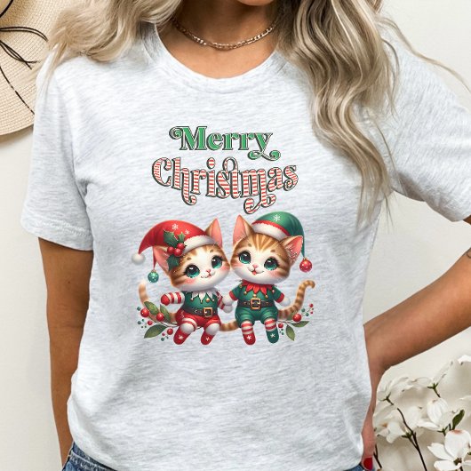 メリークリスマス子猫小妖精や小人 Tシャツ