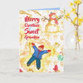 メリークリスマス孫雪だるまエンジェルス冬 カード (黄色い花)