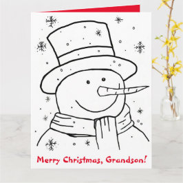メリークリスマス孫雪だるま色絵本 カード