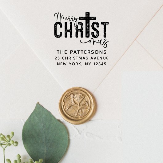 メリークリスマス宗教差出人住所 セルフインキングスタンプ