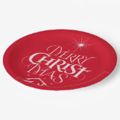 メリークリスマス宗教書道チョークレッド ペーパープレート (アングル)