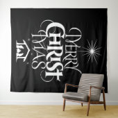 メリークリスマス宗教的おとり白黒 タペストリー (インサイチュ(横))