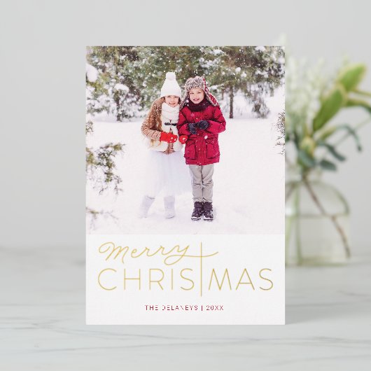 メリークリスマス宗教的フォイルホリデーカード 箔シーズンカード (立ち正面)