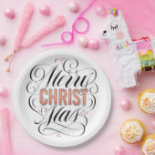 メリークリスマス宗教赤マーキー書道 ペーパープレート (パーティー)