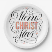 メリークリスマス宗教赤マーキー書道 ペーパープレート (正面)