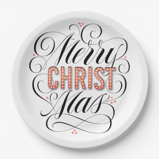 メリークリスマス宗教赤マーキー書道 ペーパープレート (正面)