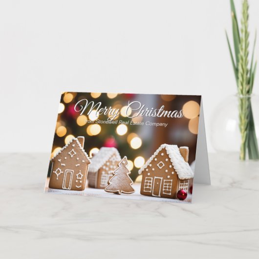 メリークリスマス実在エステートジンジャーブレッドハウス シーズンカード (正面)