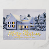 メリークリスマス実在エステート会社の冬の金ゴールド 箔シーズンカード (正面)