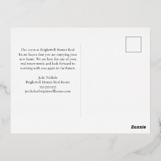 メリークリスマス実在エステート会社の冬の金ゴールド 箔シーズンポストカード (裏面)