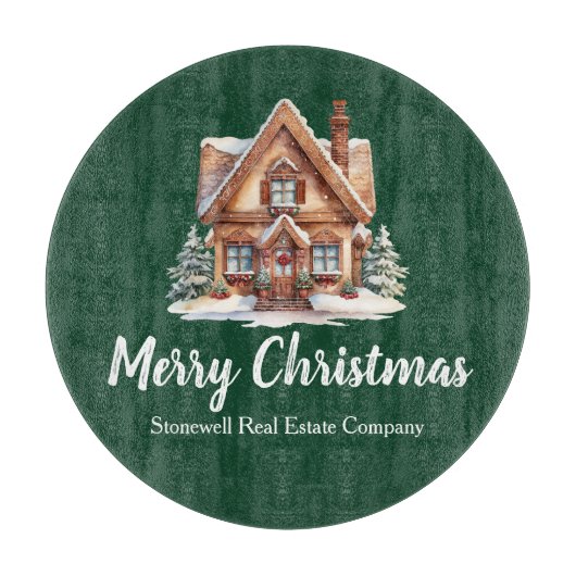 メリークリスマス実在エステート会社グリーンパーティー カッティングボード (正面)