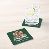 メリークリスマス実在エステート会社グリーンパーティー スクエアペーパーコースター (インサイチュ)