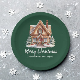 メリークリスマス実在エステート会社グリーンパーティー ペーパープレート