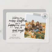 メリークリスマス実在スクリプトハグ投稿Covid写真 シーズンカード (正面/裏面)