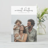 メリークリスマス家族おもしろいビーチ写真 シーズンカード (スタンド正面)
