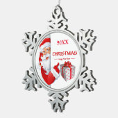 メリークリスマス家族とファースト スノーフレークピューターオーナメント (右)