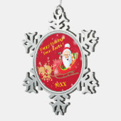 メリークリスマス家族とファースト スノーフレークピューターオーナメント (右)