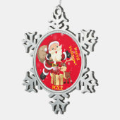 メリークリスマス家族とファースト スノーフレークピューターオーナメント (右)