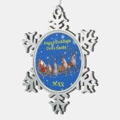 メリークリスマス家族とファースト スノーフレークピューターオーナメント (右)