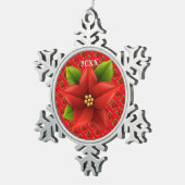 メリークリスマス家族とファースト スノーフレークピューターオーナメント (右)