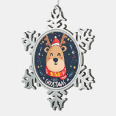 メリークリスマス家族とファースト スノーフレークピューターオーナメント (右)