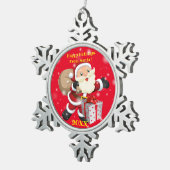 メリークリスマス家族とファースト スノーフレークピューターオーナメント (右)