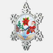 メリークリスマス家族とファースト スノーフレークピューターオーナメント (右)