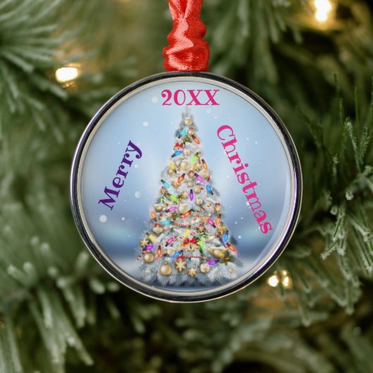 メリークリスマス家族とファースト メタルオーナメント (ツリー)
