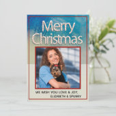 メリークリスマス家族のおもしろい写真パーソナライズ シーズンカード (スタンド正面)