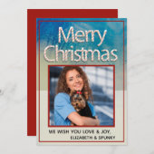 メリークリスマス家族のおもしろい写真パーソナライズ シーズンカード (正面/裏面)