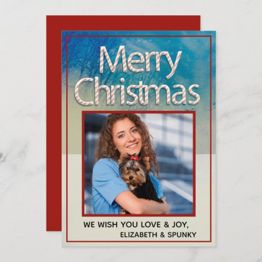 メリークリスマス家族のおもしろい写真パーソナライズ シーズンカード (正面/裏面)