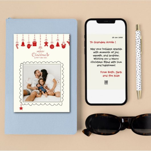 メリークリスマス家族の写真おもしろいとジョリーフルカード シーズンカード