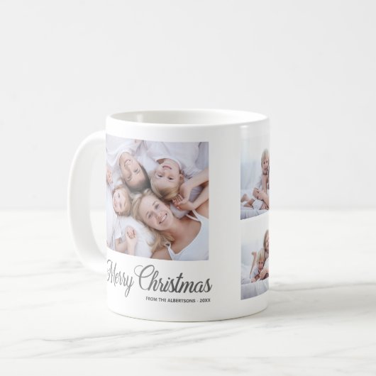 メリークリスマス家族の写真ギフト コーヒーマグカップ (正面左)