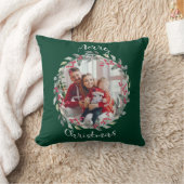 メリークリスマス家族の写真グリーン クッション (ブランケット)