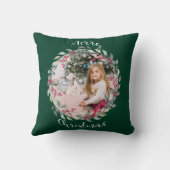 メリークリスマス家族の写真グリーン クッション (裏面)