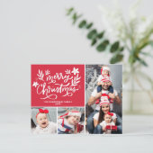 メリークリスマス家族の写真コラージュ休暇 ポストカード (スタンド正面)